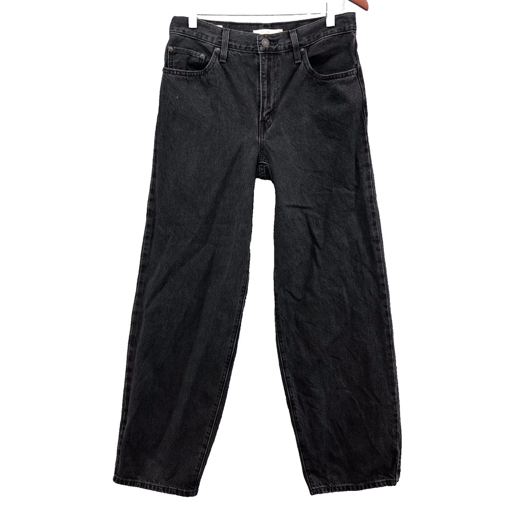 Levi Red Tab Baggy Dad Jeans Womens 27 4 Black Mid Rise Classic Relaxed Straight